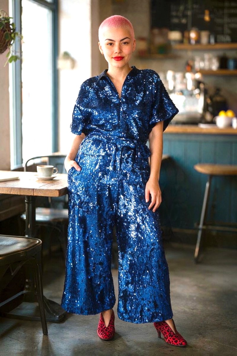 Blue Sequin Jumpsuit