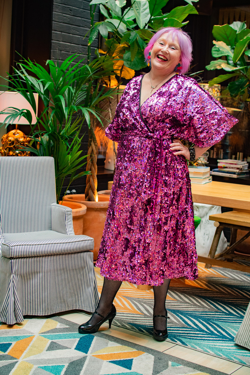 Pink Sequin Wrap Dress