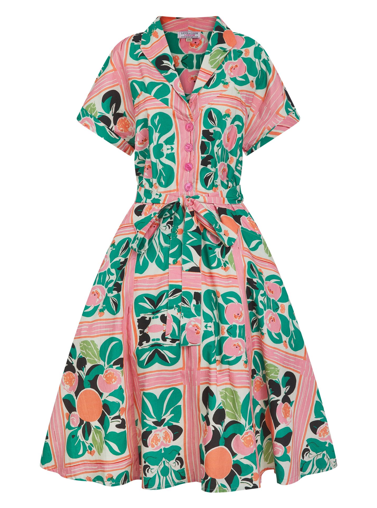 Floral Fruit Shirt Print Dress